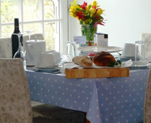 The living room table setup for arrivals